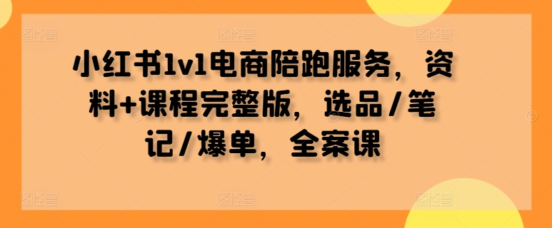 小红书1v1电商陪跑服务，资料+课程完整版，选品/笔记/爆单，全案课-水滴知识网