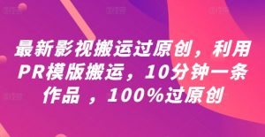 最新影视搬运过原创,利用PR模版搬运,10分钟一条作品 ,100%过原创【教程+PR模板】-水滴知识网