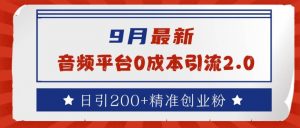 9月最新:音频平台0成本引流,日引200+精准创业粉【揭秘】-水滴知识网