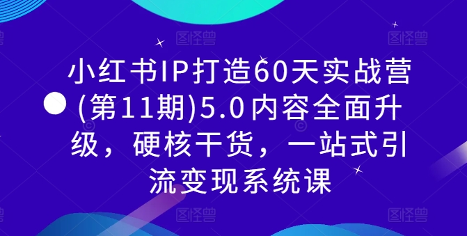 小红书IP打造60天实战营(第11期)5.0内容全面升级,硬核干货,一站式引流变现系统课-水滴知识网