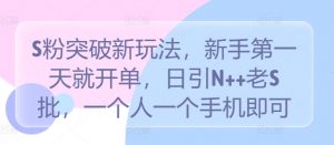S粉突破新玩法，新手第一天就开单，日引N++老S批，一个人一个手机即可【揭秘】-水滴知识网