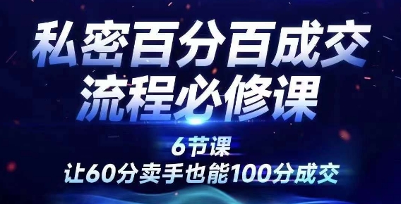 私密百分百成交流程线上训练营，绝对成交，让60分卖手也能100分成交-水滴知识网
