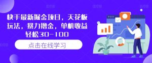 快手最新掘金项目,天花板玩法,暴力撸金,单机收益轻松30-100-水滴知识网