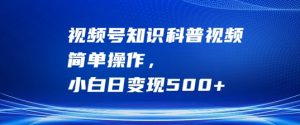 视频号知识科普视频,简单操作,小白日变现500+【揭秘】-水滴知识网