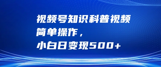 视频号知识科普视频,简单操作,小白日变现500+【揭秘】-水滴知识网