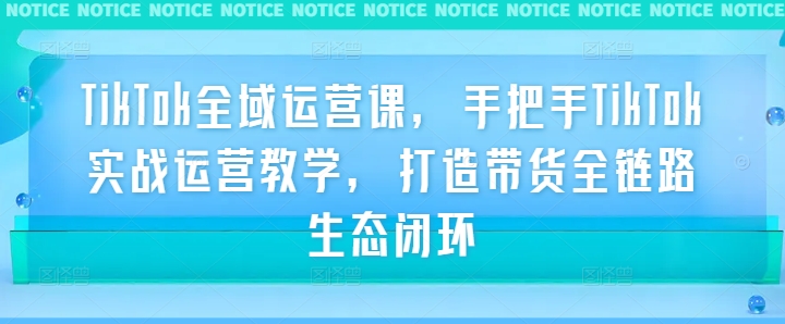 TikTok全域运营课,手把手TikTok实战运营教学,打造带货全链路生态闭环-水滴知识网