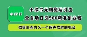 小绿书无脑搬运引流,全自动日引500精准创业粉,微信生态内又一个闷声发财的机会【揭秘】-水滴知识网