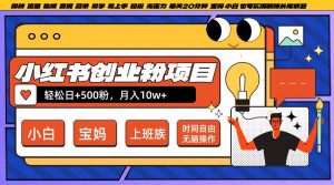 小红书创业粉项目日+500粉,每天20分钟躺赚长尾收益,无脑操作,宝妈,小白抓紧冲【揭秘】-水滴知识网