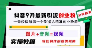 抖音9月最新引流创业粉,轻松制作创业类视频,一天轻松加满一个500人精准创业粉群【揭秘】-水滴知识网