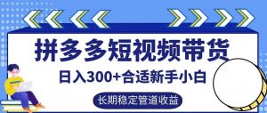 拼多多短视频带货日入300+有长期稳定被动收益，合适新手小白【揭秘】-水滴知识网