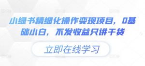 小绿书精细化操作变现项目，0基础小白，不发收益只讲干货-水滴知识网