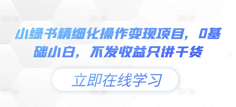 小绿书精细化操作变现项目,0基础小白,不发收益只讲干货-水滴知识网