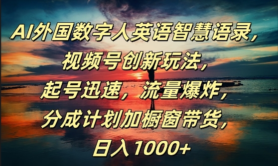 AI外国数字人英语智慧语录,视频号创新玩法,起号迅速,流量爆炸,日入1k+【揭秘】-水滴知识网