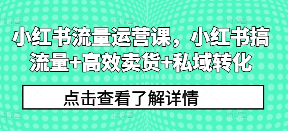 小红书流量运营课,小红书搞流量+高效卖货+私域转化-水滴知识网