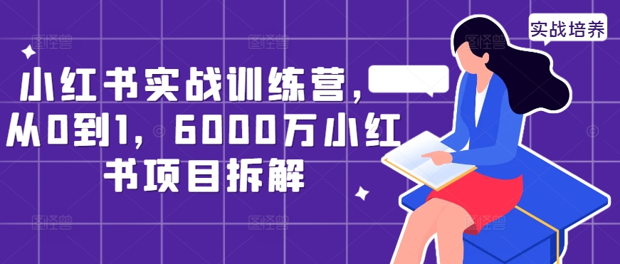 小红书实战训练营,从0到1,6000万小红书项目拆解-水滴知识网