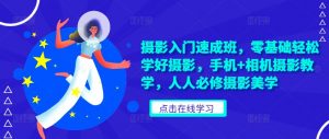 摄影入门速成班,零基础轻松学好摄影,手机+相机摄影教学,人人必修摄影美学-水滴知识网