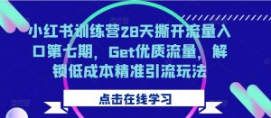 小红书训练营28天撕开流量入口第七期,Get优质流量,解锁低成本精准引流玩法-水滴知识网