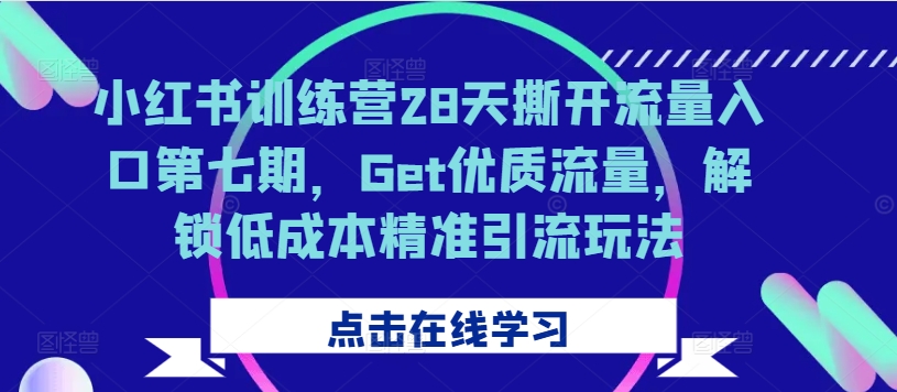 小红书训练营28天撕开流量入口第七期,Get优质流量,解锁低成本精准引流玩法-水滴知识网