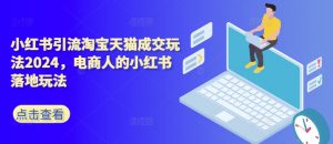 小红书引流淘宝天猫成交玩法2024,电商人的小红书落地玩法-水滴知识网