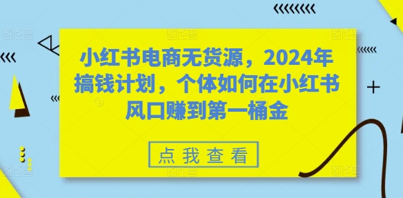 小红书电商无货源,2024年搞钱计划,个体如何在小红书风口赚到第一桶金-水滴知识网