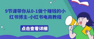 9节课带你从0-1做个赚钱的小红书博主-小红书电商教程-水滴知识网