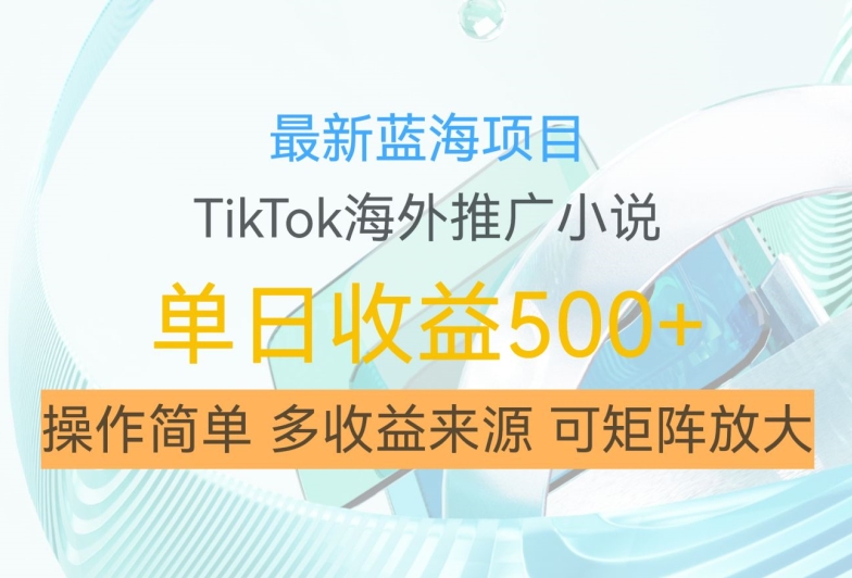 最新蓝海项目,利用tiktok海外推广小说赚钱佣金,简单易学,日入500+,可矩阵放大【揭秘】-水滴知识网