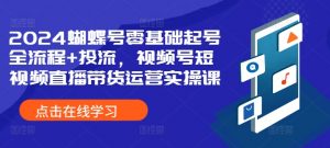 2024蝴蝶号零基础起号全流程+投流,视频号短视频直播带货运营实操课-水滴知识网