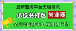 最新蓝海平台无脑引流，小绿书打爆创业圈，全自动日引500+精准创业粉-水滴知识网