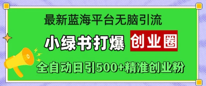 最新蓝海平台无脑引流，小绿书打爆创业圈，全自动日引500+精准创业粉-水滴知识网