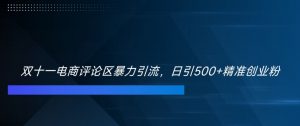 双十一电商评论区暴力引流，日引500+精准创业粉【揭秘】-水滴知识网
