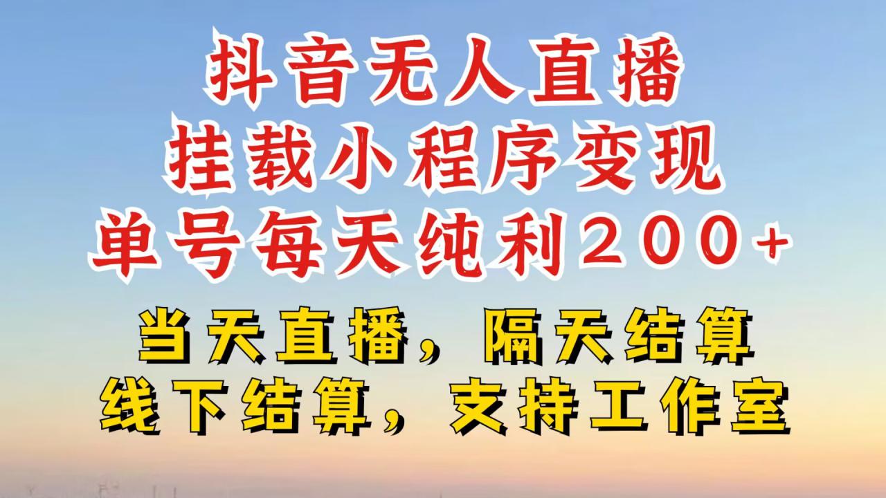 抖音无人直播挂载小程序,零粉号一天变现二百多,不违规也不封号,一场挂十个小时起步【揭秘】-水滴知识网