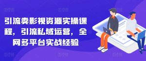 引流卖影视资源实操课程,引流私域运营,全网多平台实战经验-水滴知识网