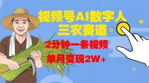 视频号AI数字人玩转三农赛道,2分钟一条视频,单月变现2W+-水滴知识网