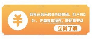 网易云音乐挂JI全网最稳,月入1500+,无需复杂操作,轻松拿收益【揭秘】-水滴知识网