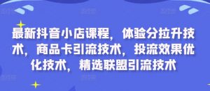 最新抖音小店课程,体验分拉升技术,商品卡引流技术,投流效果优化技术,精选联盟引流技术-水滴知识网