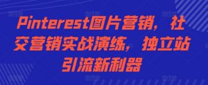 Pinterest图片营销,社交营销实战演练,独立站引流新利器-水滴知识网