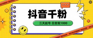 抖音千粉项目，自然涨粉变现，三天起号，日变现1k【揭秘】-水滴知识网
