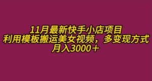 11月K总部落快手小店情趣男粉项目，利用模板搬运美女视频，多变现方式月入3000+-水滴知识网