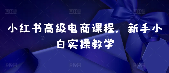 小红书高级电商课程,新手小白实操教学-水滴知识网
