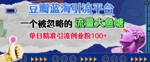 豆瓣蓝海引流平台，一个被忽略的流量大鱼塘，单日精准引流创业粉100+-水滴知识网