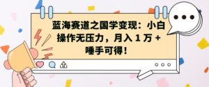 蓝海赛道之国学变现:小白操作无压力,月入 1 W + 唾手可得【揭秘】-水滴知识网