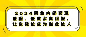 2024闲鱼内部变现课程，低成本高回报，让你轻松成为副业达人-水滴知识网