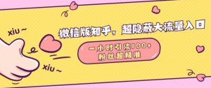 微信版知乎，超隐蔽流量入口1小时引流100人，粉丝质量超高【揭秘】-水滴知识网