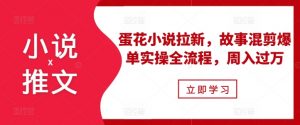 小说推文之蛋花小说拉新,故事混剪爆单实操全流程,周入过万-水滴知识网