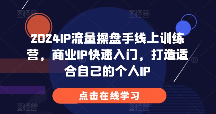 2024IP流量操盘手线上训练营,商业IP快速入门,打造适合自己的个人IP-水滴知识网