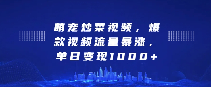 萌宠炒菜视频,爆款视频流量暴涨,单日变现1k-水滴知识网