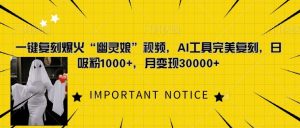 一键复刻爆火“幽灵娘”视频，AI工具完美复刻，日吸粉1000+，月变现过W-水滴知识网