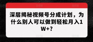 深层揭秘视频号分成计划,为什么别人可以做到轻松月入1W+?-水滴知识网