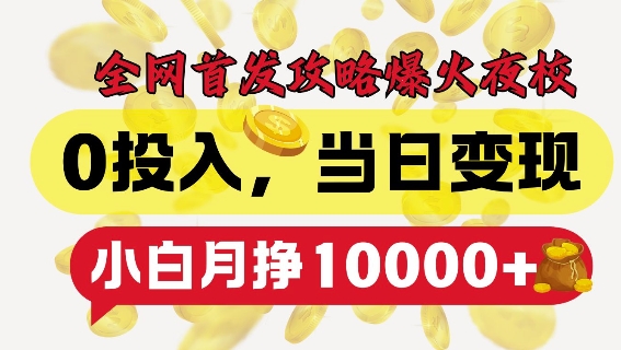 全网首发爆火夜校，0投入，当日变现，小白轻松月入1w+【揭秘】-水滴知识网