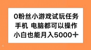 0粉丝小游戏试玩任务，手机电脑都可以操作，小白也能月入5000+【揭秘】-水滴知识网